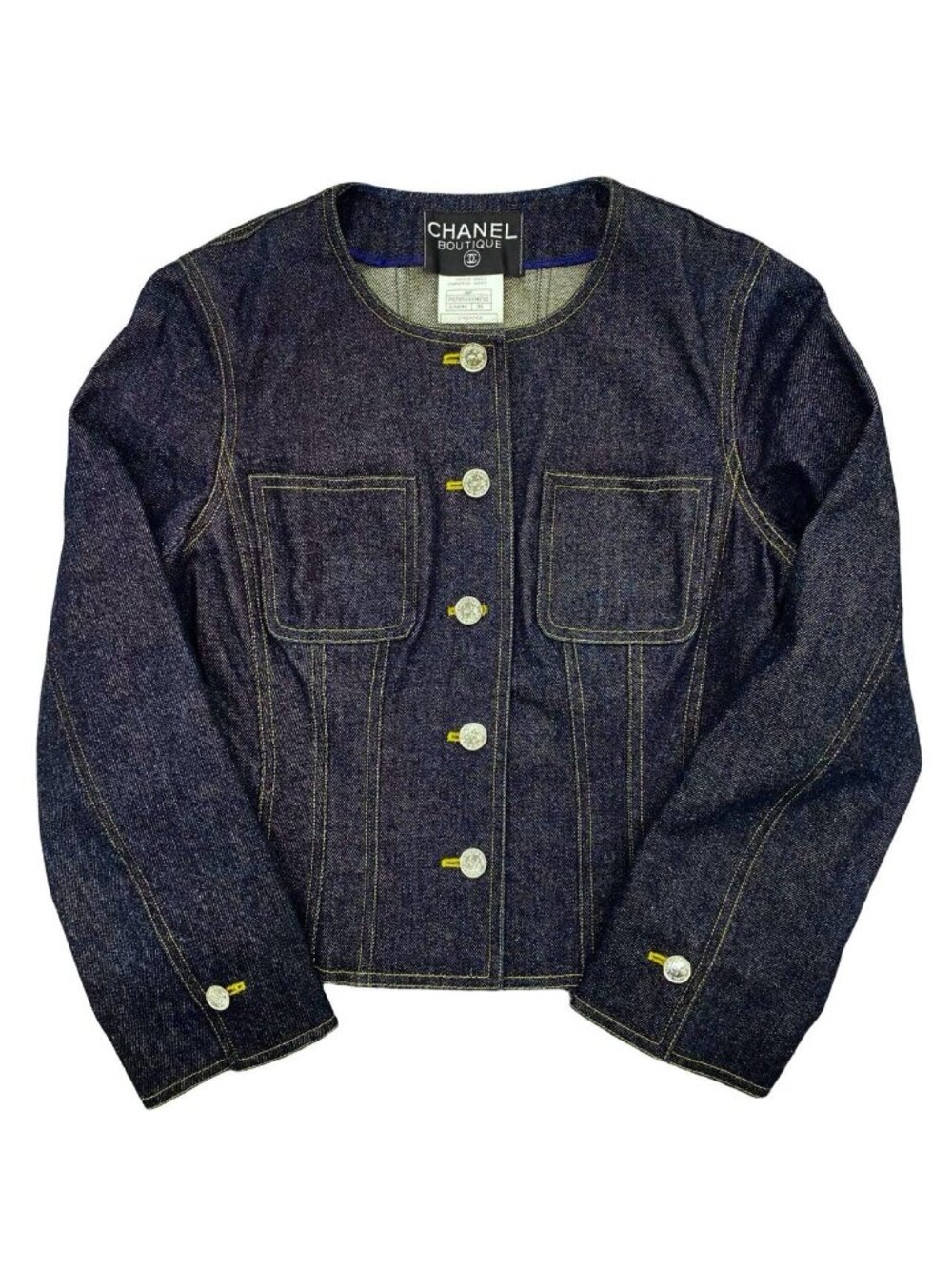 Chanel Vintage Cotton Denim Jacket 38 Blue